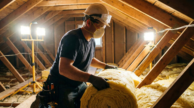 Insulation contractor working in Clovis, CA attic