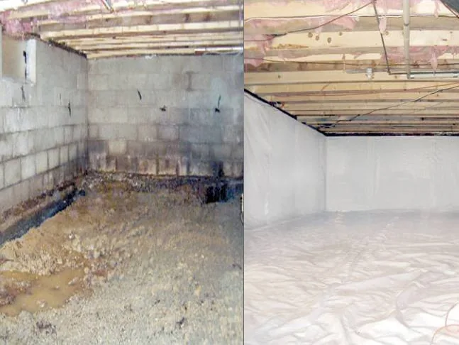 Before and after basement waterproofing in Richboro, PA