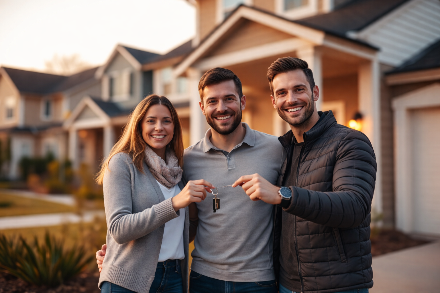 Happy homeowners with keys