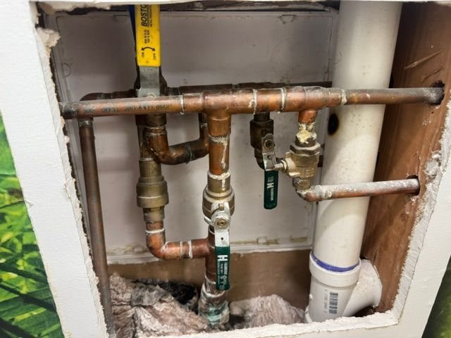 Copper piping and shutoff valves installed near Washington Crossing, PA
