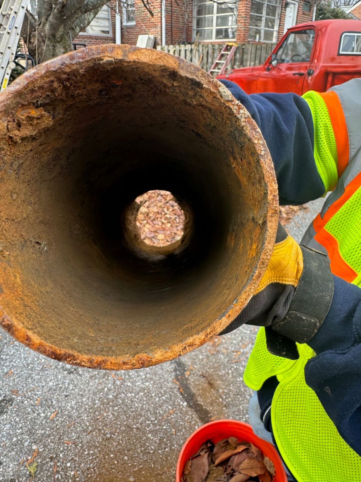 Cast-iron sewer pipe descaled and restored by A-1 Trenchless