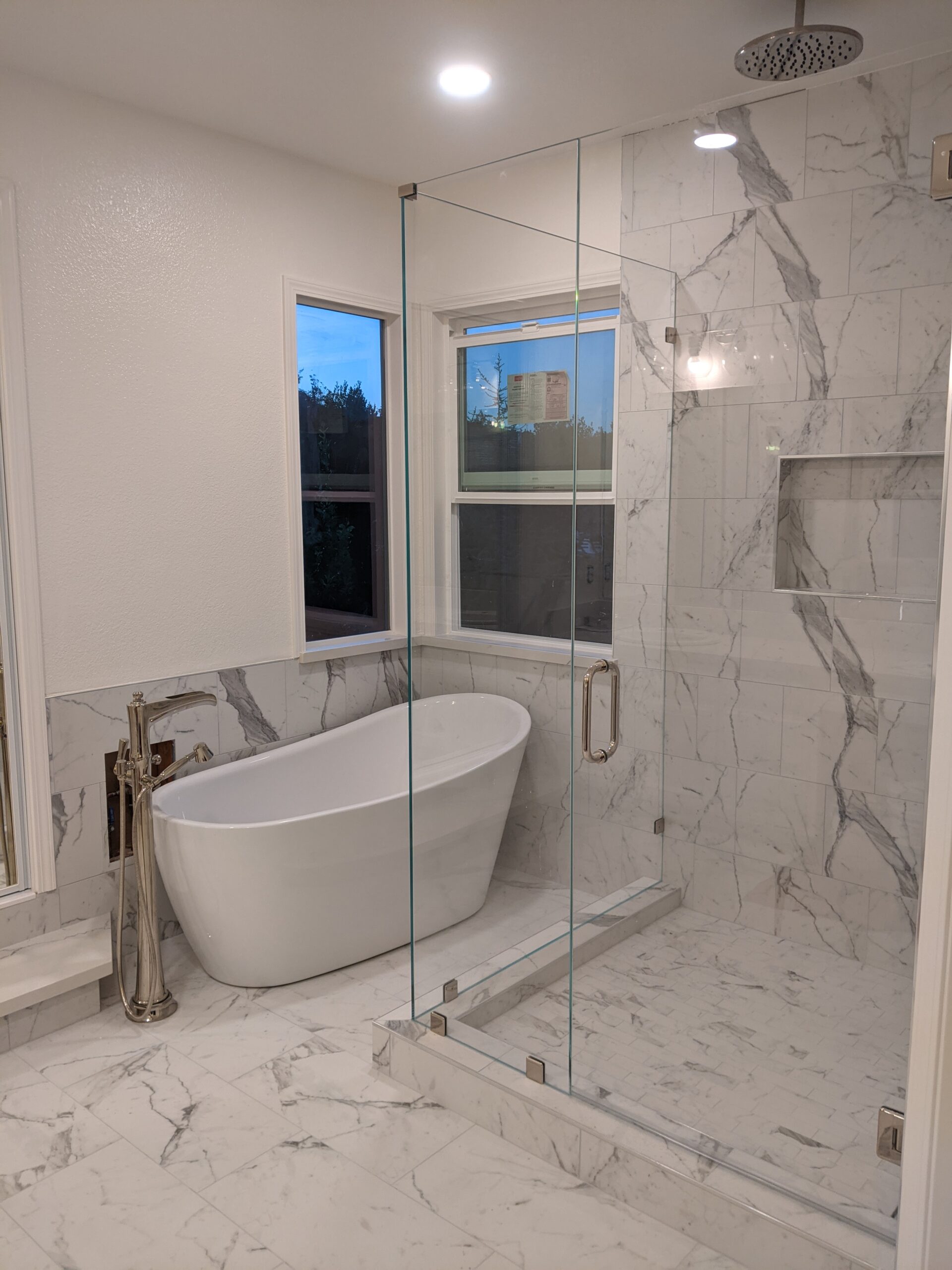 Freestanding tub bathroom remodel in Campbell CA by DTI Construction