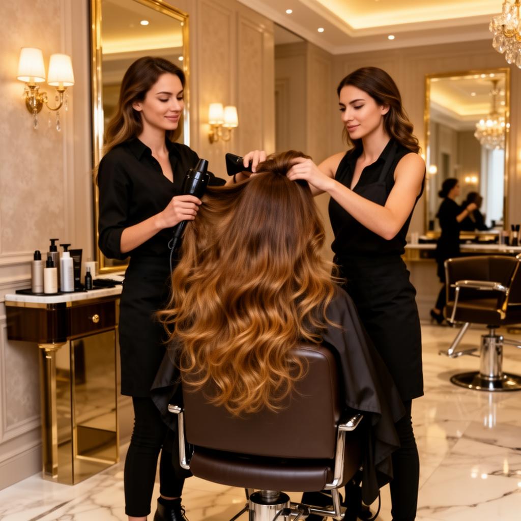 Hair styling at Belle La Vie