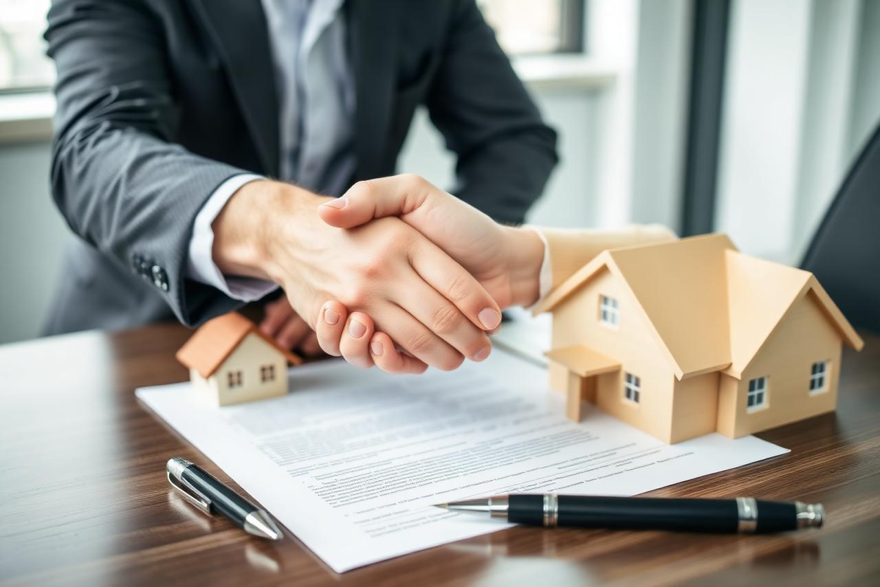 Mortgage approval handshake in Streamwood, IL