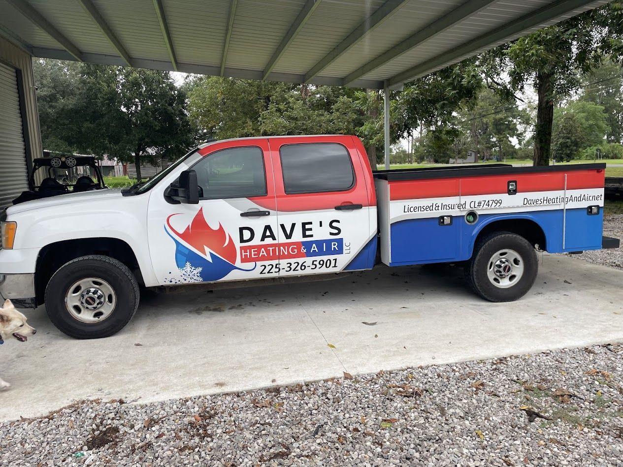 Dave's Heating and Air service truck serving Brusly, LA