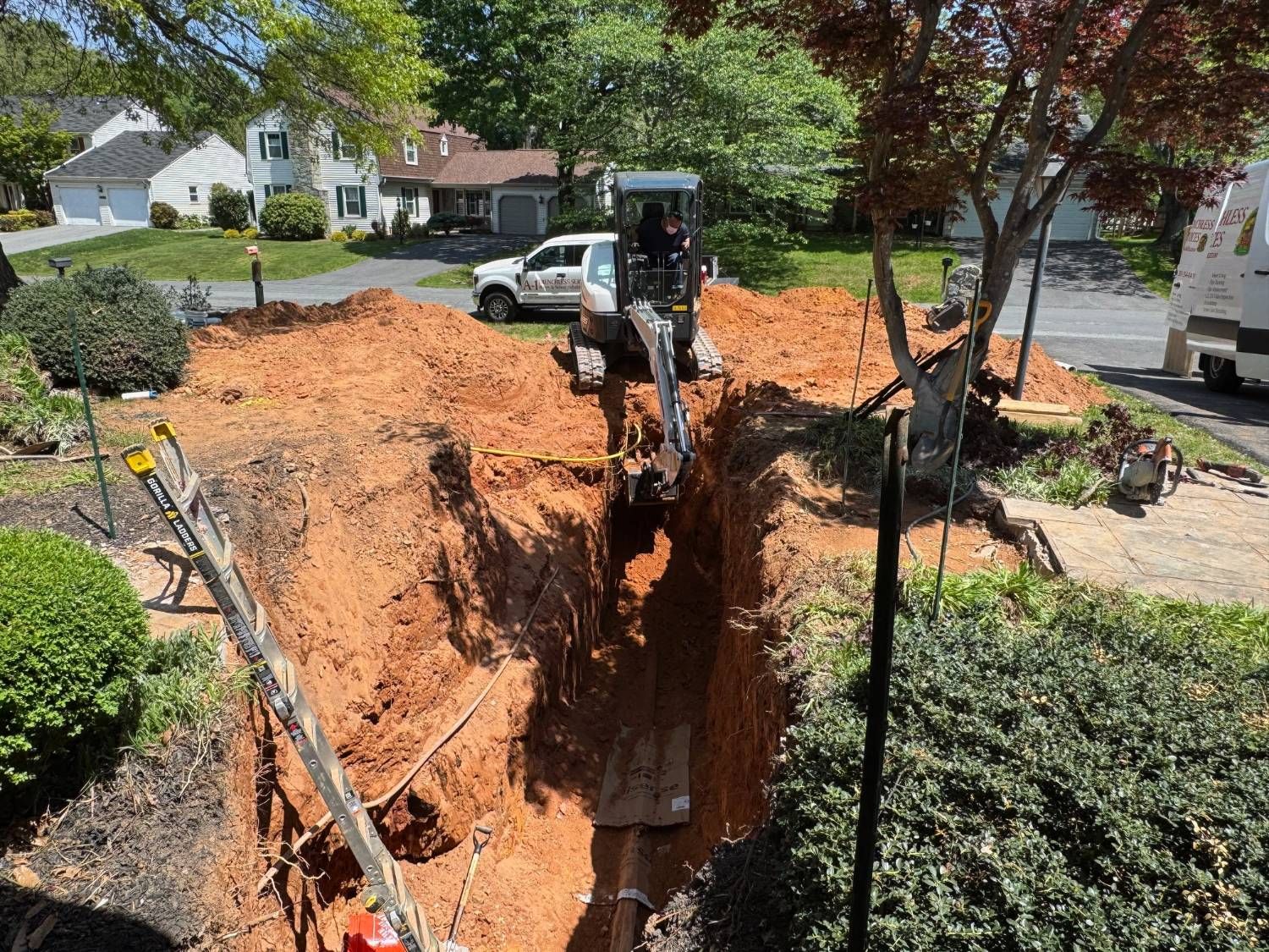 Sewer and water line excavation in Montgomery County, MD